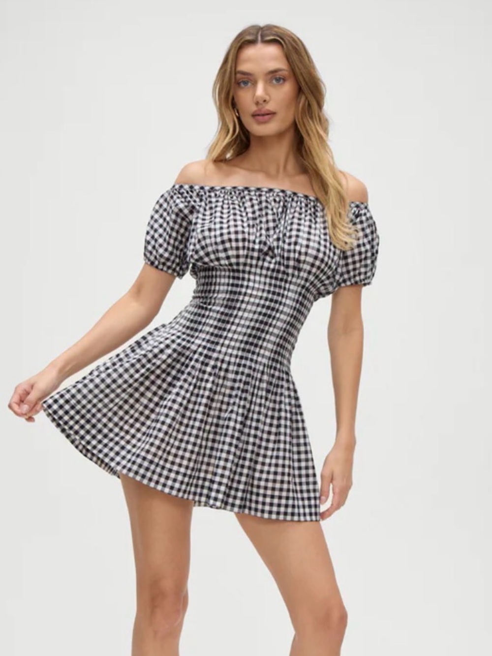 NWT Frankie's Bikinis Sadie Gingham Mini Dress - Picture 3 of 6